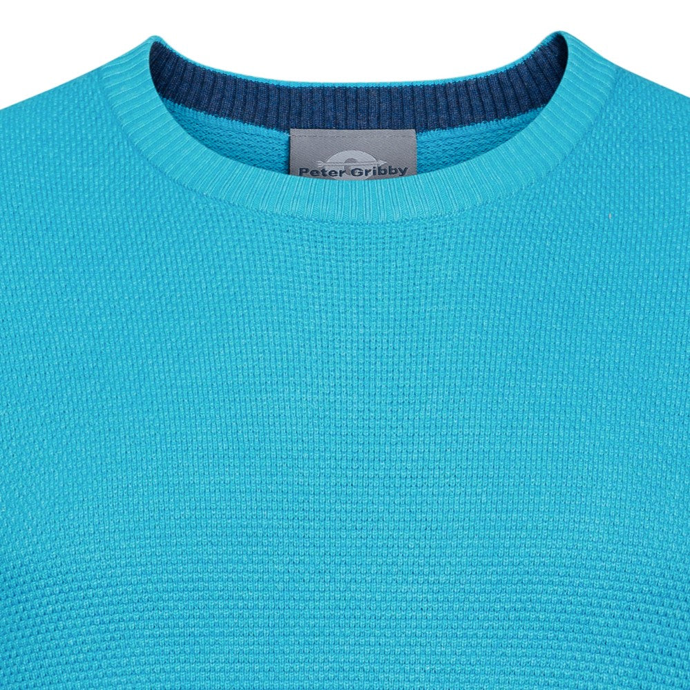 Peter Gribby Premium Combed Cotton Crew Neck Jumper - Aqua