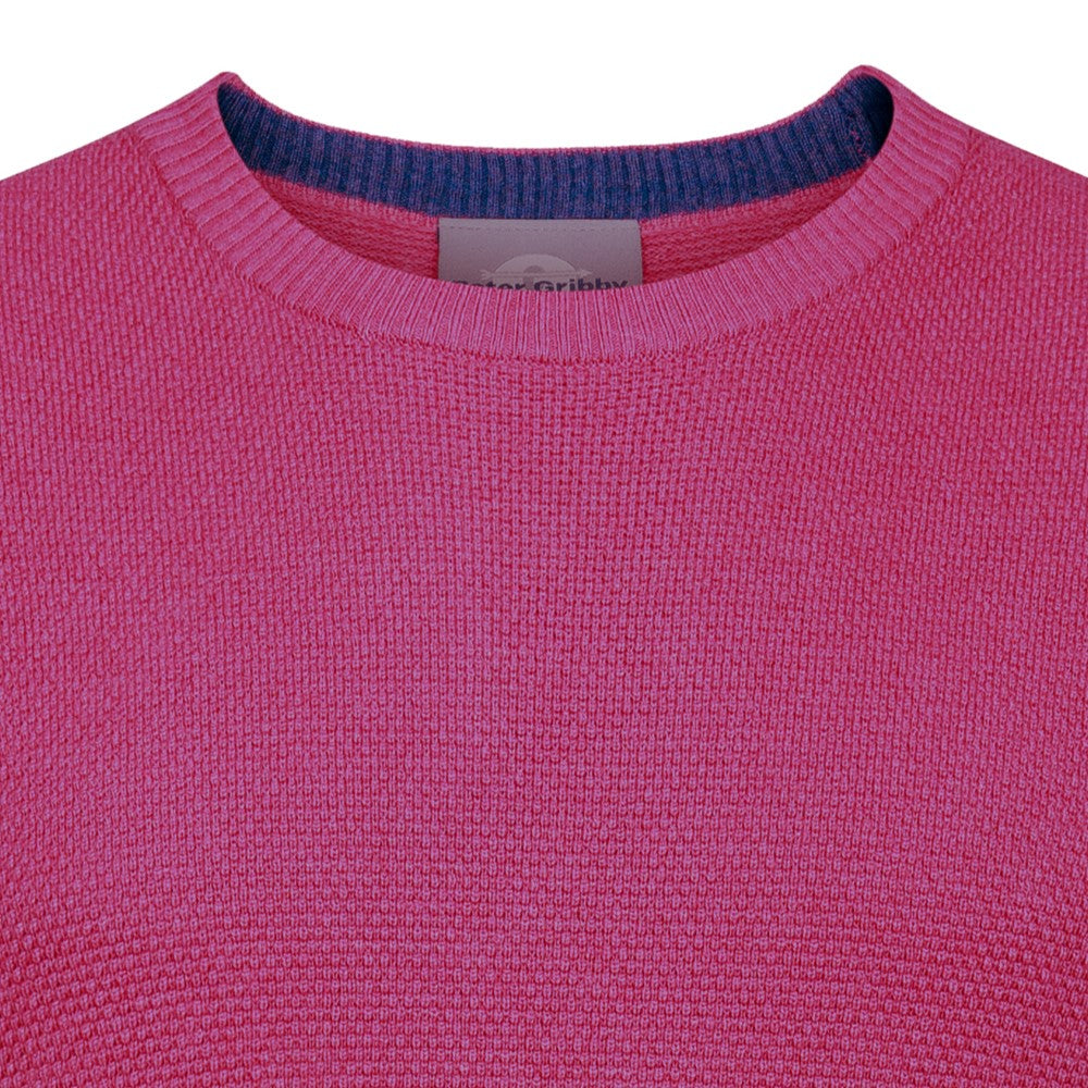 Peter Gribby Premium Combed Cotton Crew Neck Jumper - Dark Pink