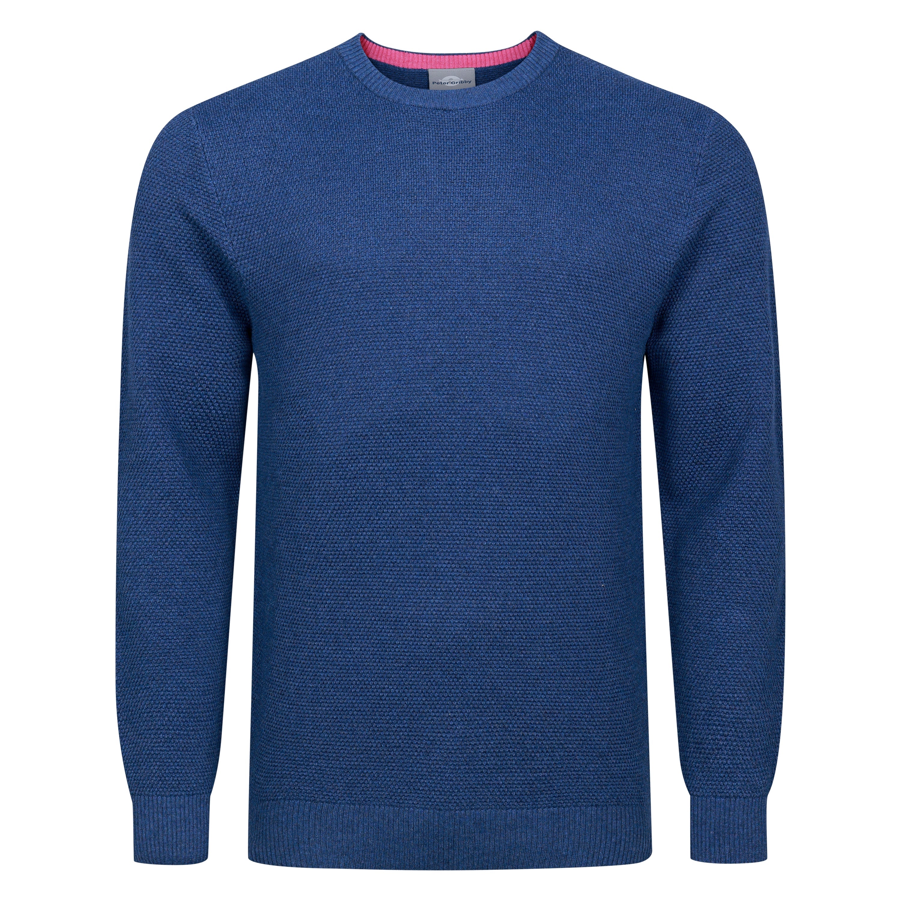 Peter Gribby Premium Combed Cotton Crew Neck Jumper - Indigo
