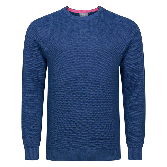 Peter Gribby Premium Combed Cotton Crew Neck Jumper - Indigo Hover Image