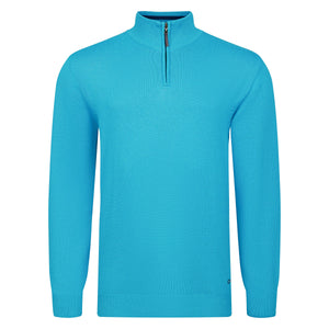 Peter Gribby Premium Combed Cotton ¼ Zip Jumper - Aqua