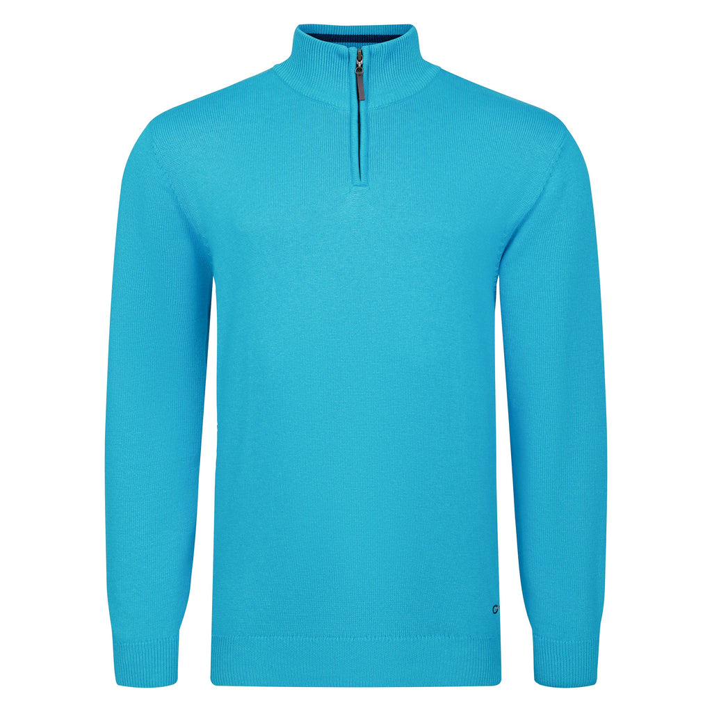 Peter Gribby Premium Combed Cotton ¼ Zip Jumper - Aqua
