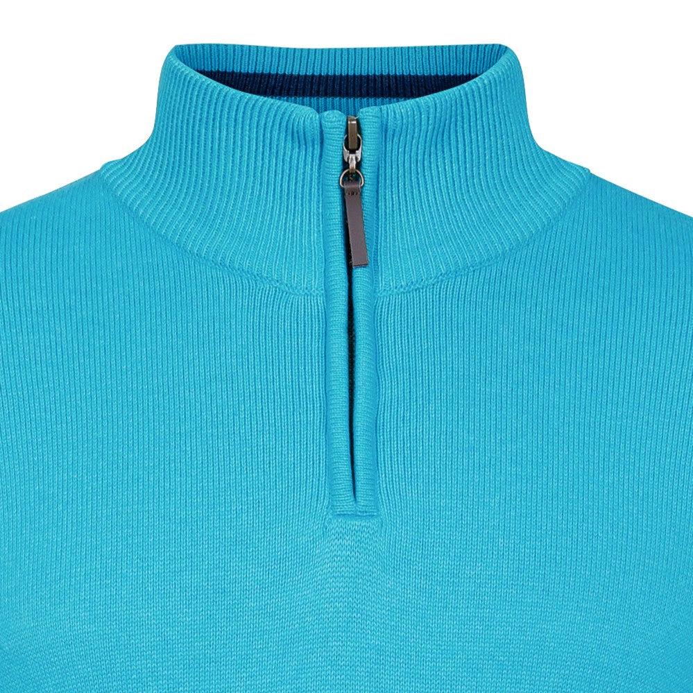 Peter Gribby Premium Combed Cotton ¼ Zip Jumper - Aqua