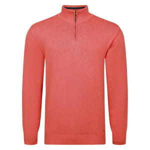 Peter Gribby Premium Combed Cotton ¼ Zip Jumper - Coral