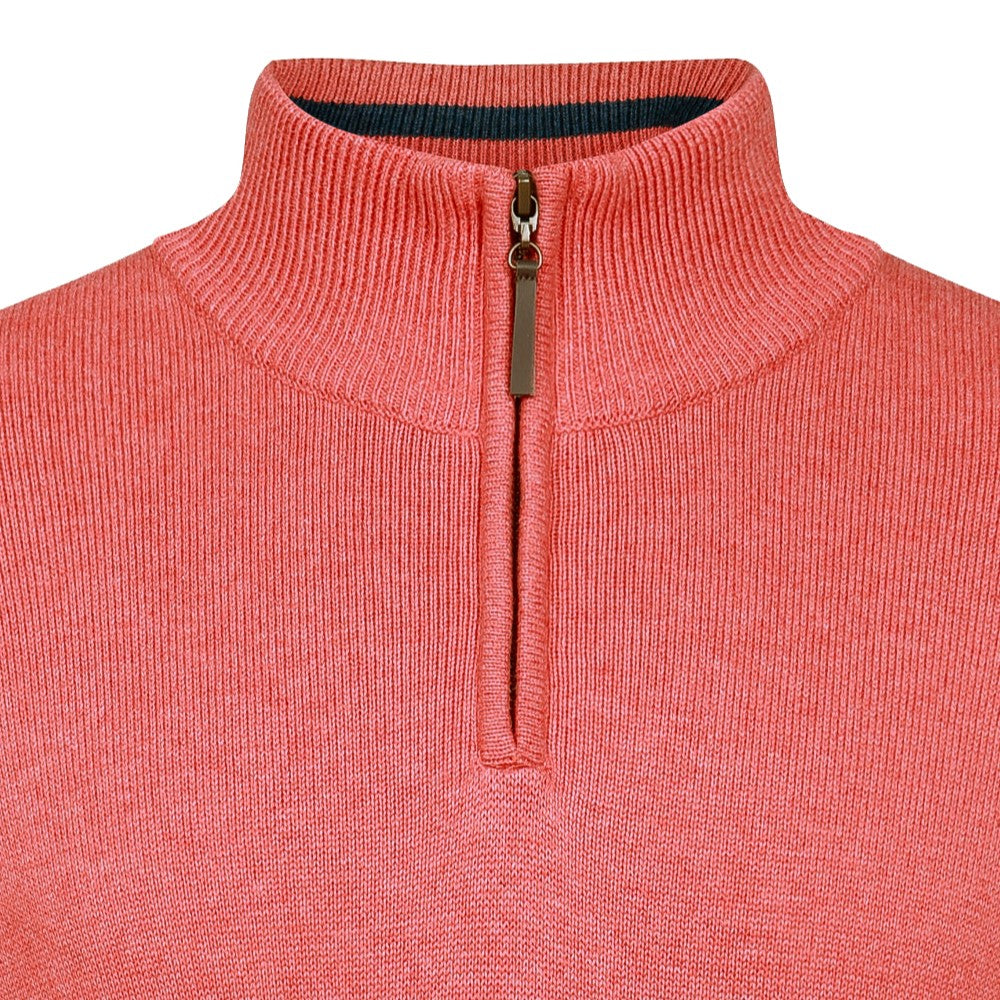 Peter Gribby Premium Combed Cotton ¼ Zip Jumper - Coral