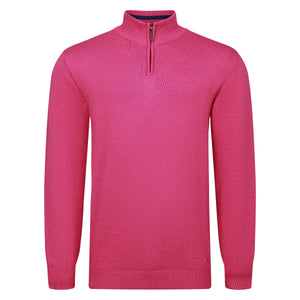 Peter Gribby Premium Combed Cotton ¼ Zip Jumper - Dark Pink
