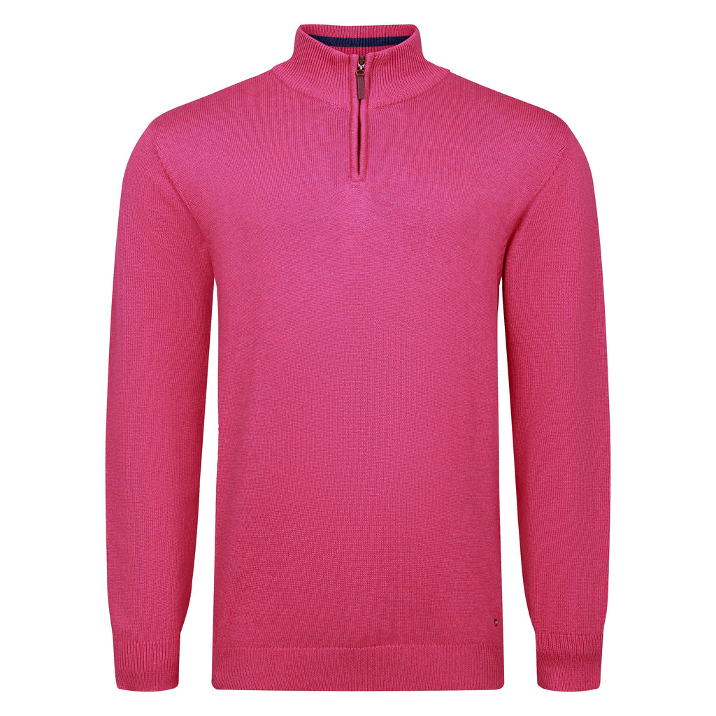 Peter Gribby Premium Combed Cotton ¼ Zip Jumper - Dark Pink