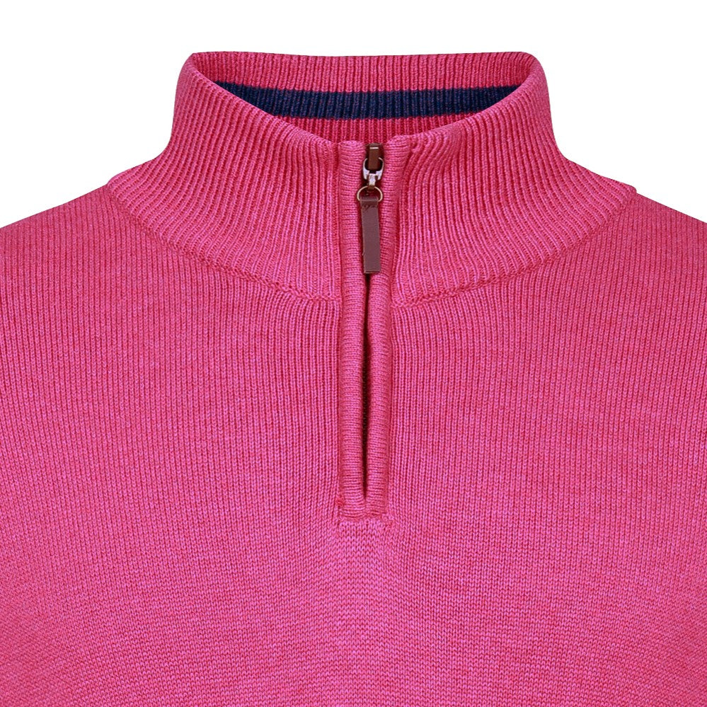 Peter Gribby Premium Combed Cotton ¼ Zip Jumper - Dark Pink