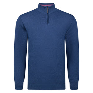 Peter Gribby Premium Combed Cotton ¼ Zip Jumper - Indigo