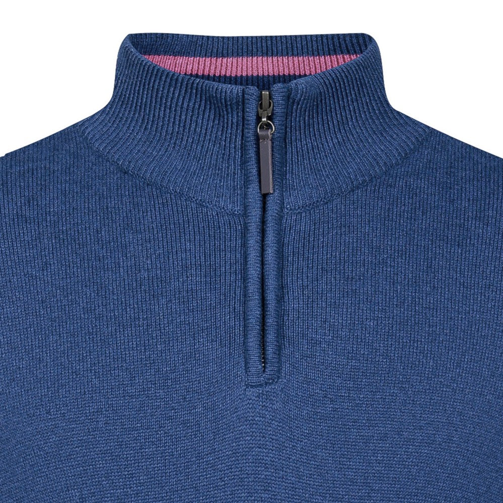 Peter Gribby Premium Combed Cotton ¼ Zip Jumper - Indigo