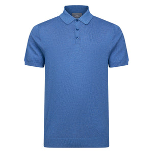 Peter Gribby Short Sleeve Knitted Polo - Blue