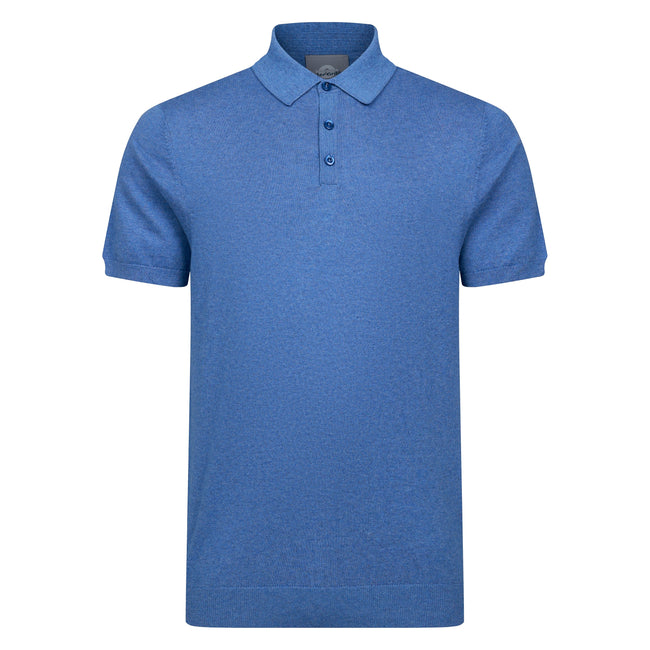 Peter Gribby Short Sleeve Knitted Polo - Blue Hover Image
