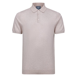 Peter Gribby Short Sleeve Knitted Polo - Stone