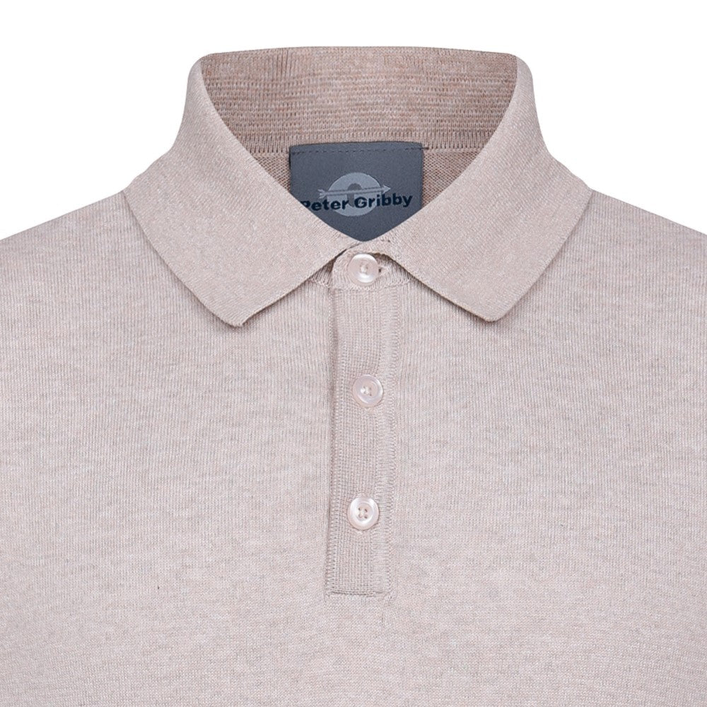 Peter Gribby Short Sleeve Knitted Polo - Stone