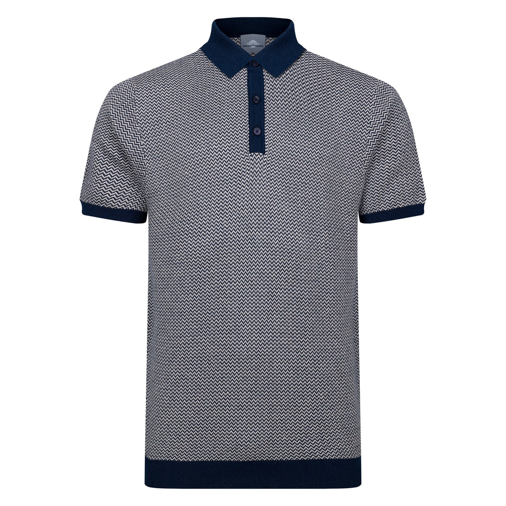 Peter Gribby Short Sleeve Herringbone Knitted Polo