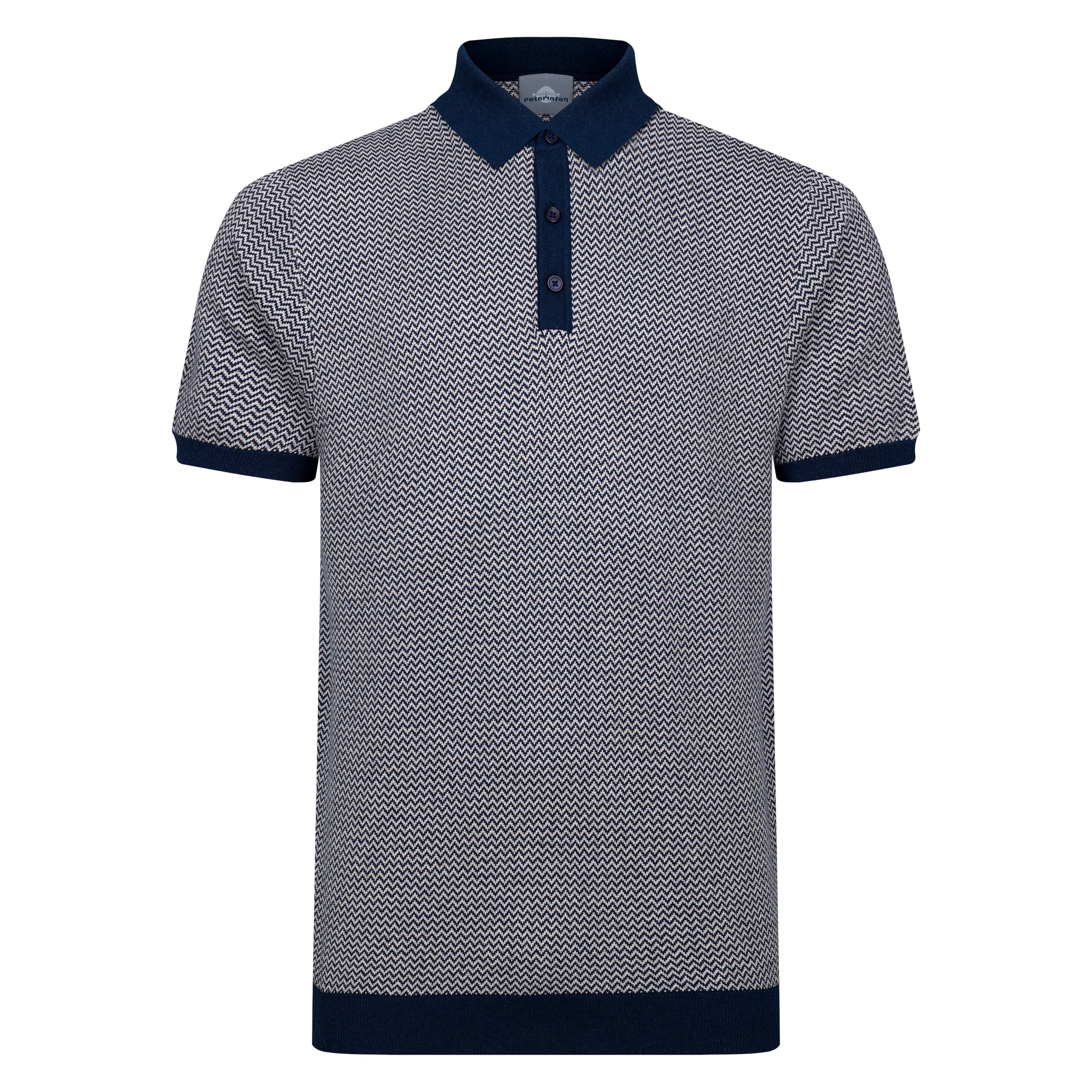 Peter Gribby Short Sleeve Herringbone Knitted Polo