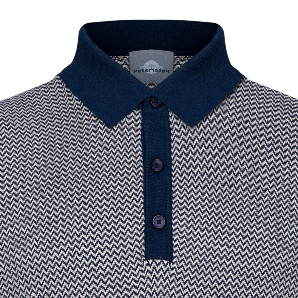 Peter Gribby Short Sleeve Herringbone Knitted Polo