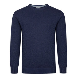 Peter Gribby Mens Lambswool Crew Neck Jumper - Navy