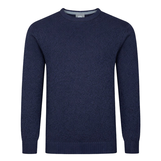 Peter Gribby Mens Lambswool Crew Neck Jumper - Navy Hover Image