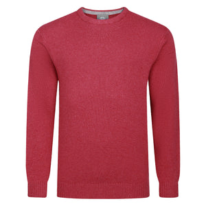 Peter Gribby Mens Lambswool Crew Neck Jumper - Raspberry