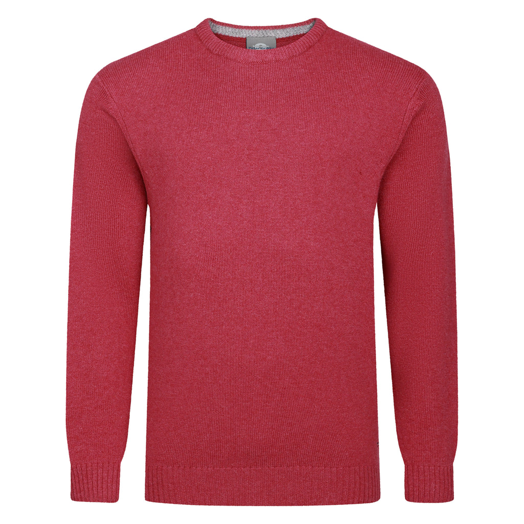Peter Gribby Mens Lambswool Crew Neck Jumper - Raspberry