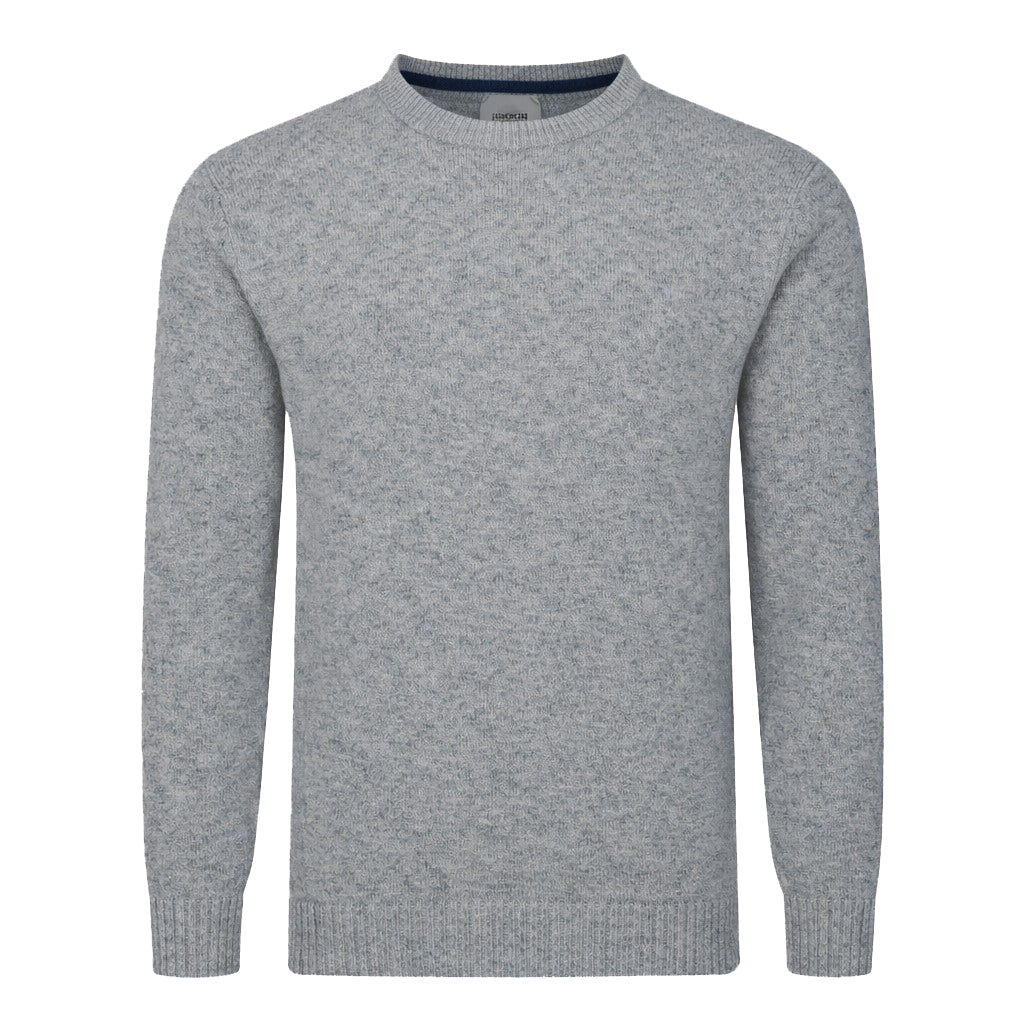 Peter Gribby Mens Lambswool Crew Neck Jumper - Silver