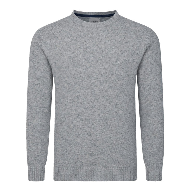 Peter Gribby Mens Lambswool Crew Neck Jumper - Silver Hover Image