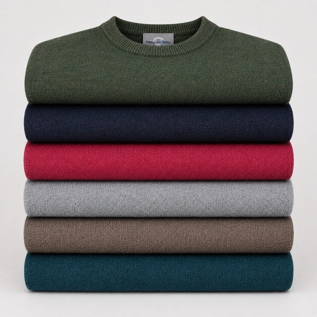 Peter Gribby Mens Lambswool Crew Neck Jumper - Teal