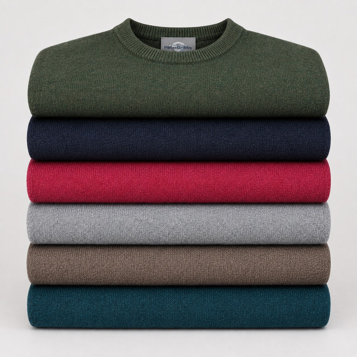 Peter Gribby Mens Lambswool Crew Neck Jumper - Teal