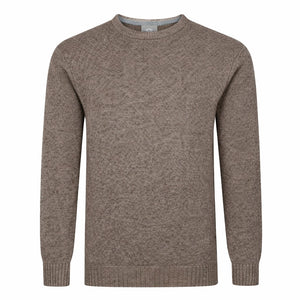 Peter Gribby Mens Lambswool Crew Neck Jumper - Taupe