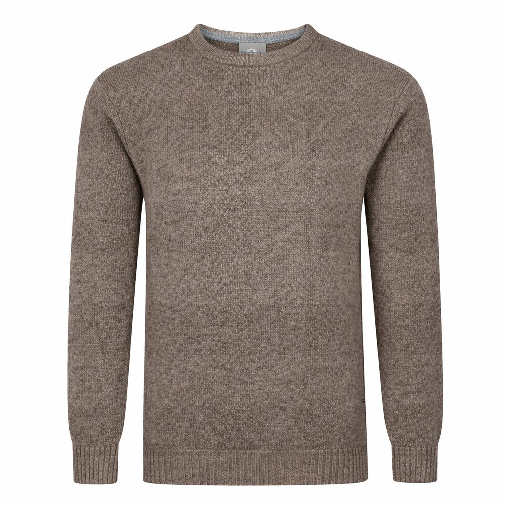 Peter Gribby Mens Lambswool Crew Neck Jumper - Taupe
