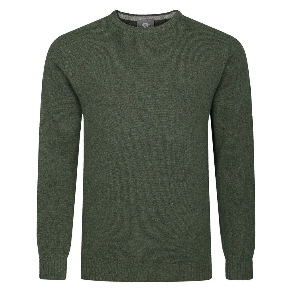 Peter Gribby Mens Lambswool Crew Neck Jumper - Thyme