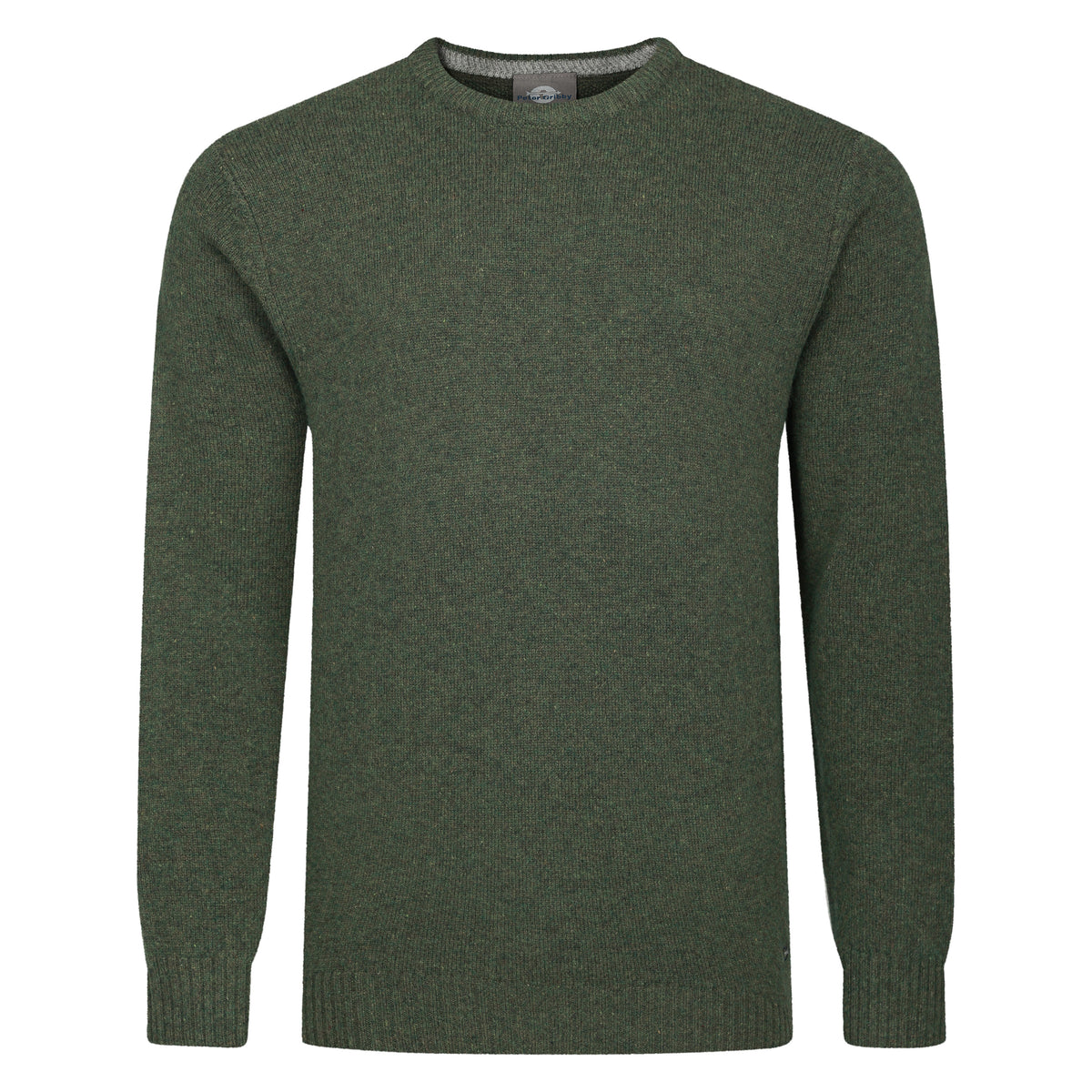Peter Gribby Mens Lambswool Crew Neck Jumper - Thyme
