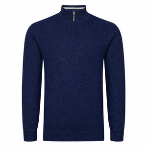 Peter Gribby Mens Lambswool ¼ Zip Jumper - Navy