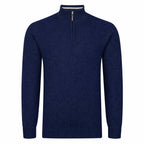 Peter Gribby Mens Lambswool ¼ Zip Jumper - Navy