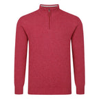 Peter Gribby Mens Lambswool ¼ Zip Jumper - Raspberry