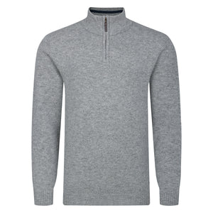 Peter Gribby Mens Lambswool ¼ Zip Jumper - Silver