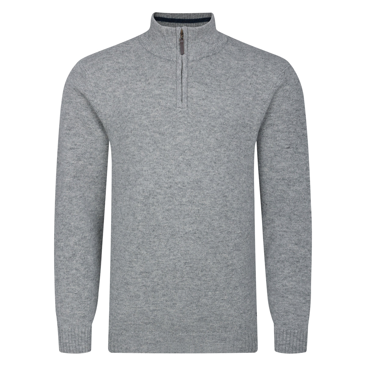 Peter Gribby Mens Lambswool ¼ Zip Jumper - Silver