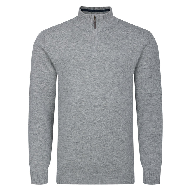 Peter Gribby Mens Lambswool ¼ Zip Jumper - Silver Hover Image
