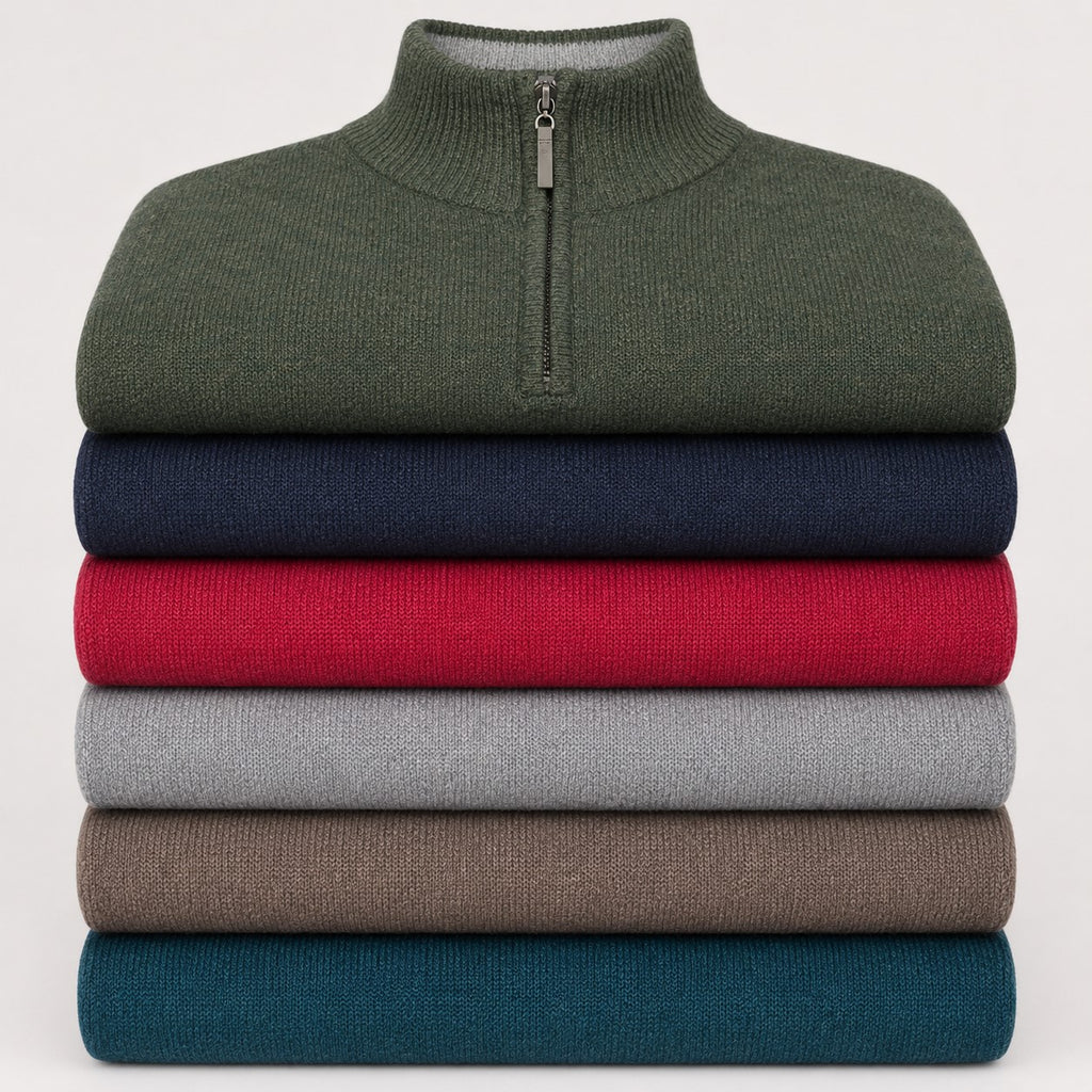 Peter Gribby Mens Lambswool ¼ Zip Jumper - Teal