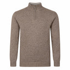 Peter Gribby Mens Lambswool ¼ Zip Jumper - Taupe