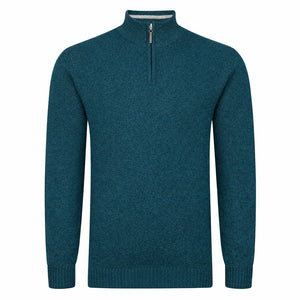 Peter Gribby Mens Lambswool ¼ Zip Jumper - Teal
