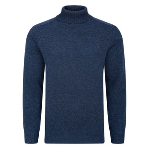 Peter Gribby Mens Lambswool Roll Neck Jumper - Navy