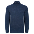 Peter Gribby Mens Lambswool Roll Neck Jumper - Navy
