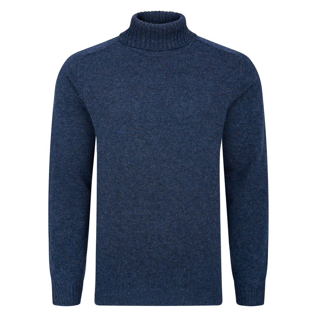 Peter Gribby Mens Lambswool Roll Neck Jumper - Navy