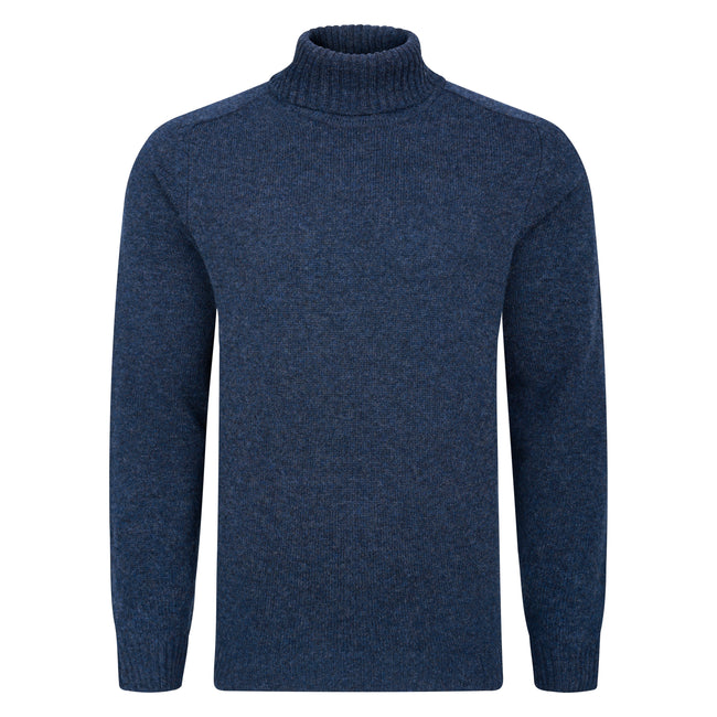 Peter Gribby Mens Lambswool Roll Neck Jumper - Navy Hover Image