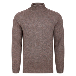 Peter Gribby Mens Lambswool Roll Neck Jumper - Taupe