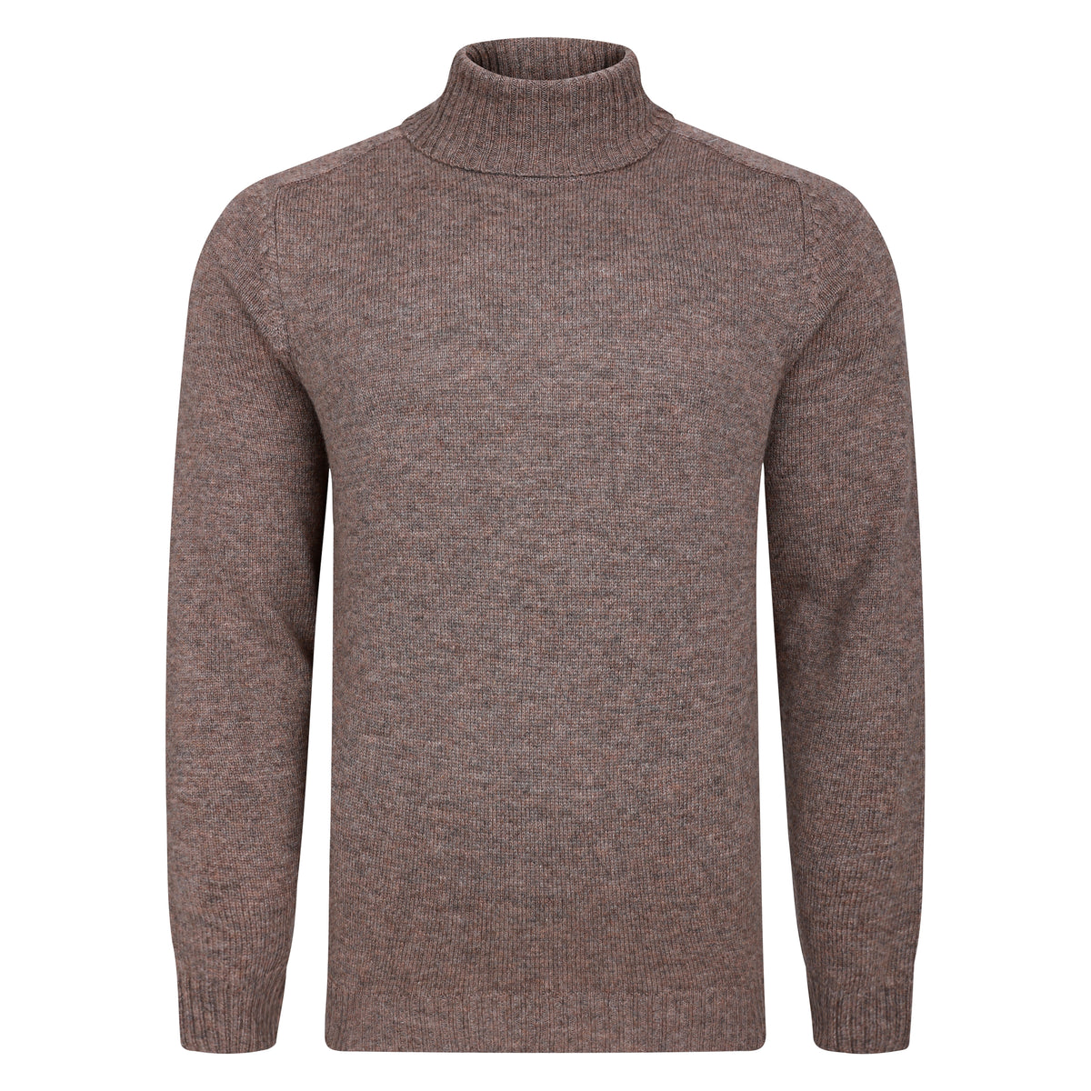 Peter Gribby Mens Lambswool Roll Neck Jumper - Taupe
