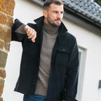 Peter Gribby Mens Lambswool Roll Neck Jumper - Taupe