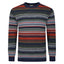 Peter Gribby Mens Striped Crew Neck Jumper - Navy